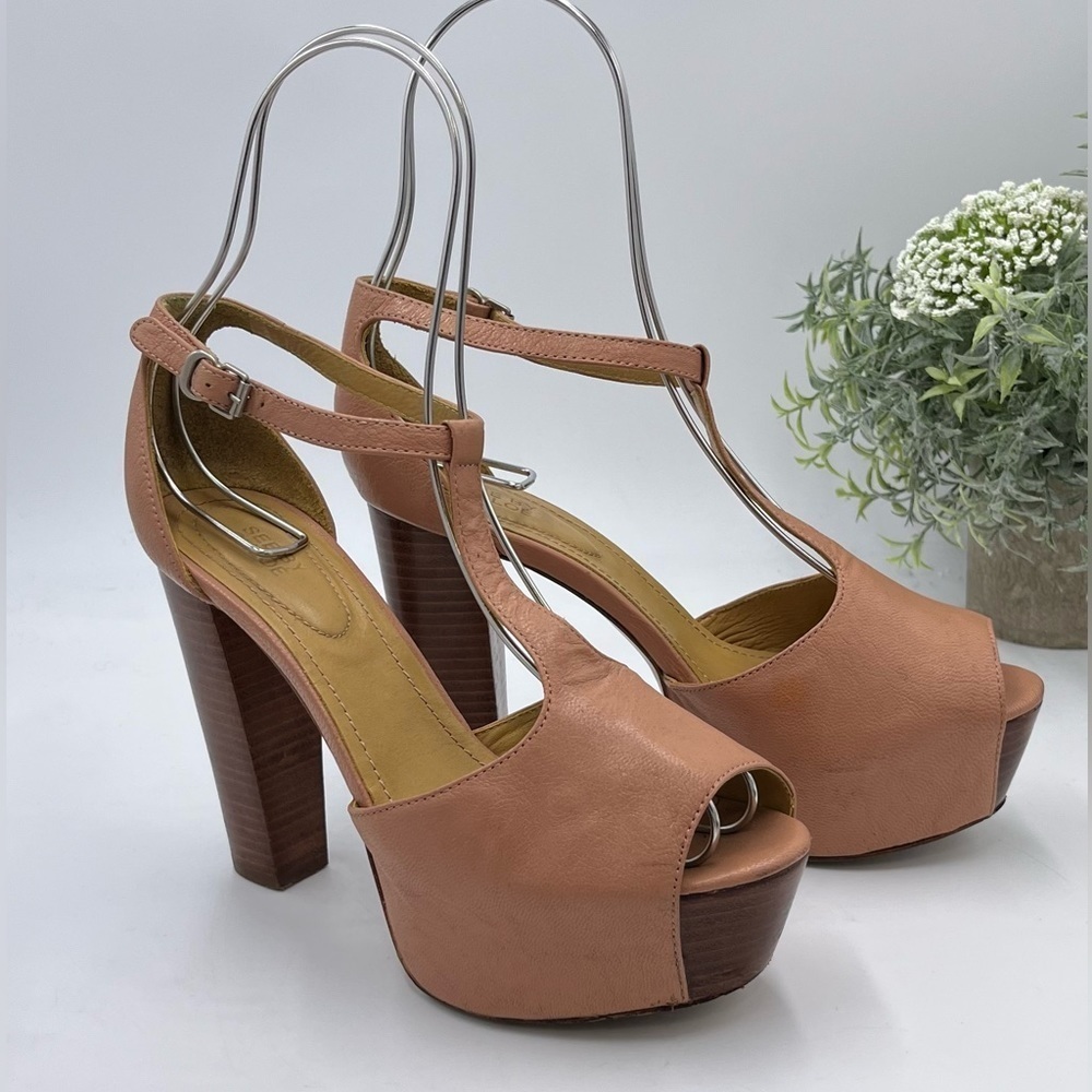 See By Chloe Vela Light Pink-Nude Platform High Heels‎ Sandals Sz 36.5/US 6